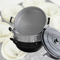 엠원 3단 찜솥 대용량 찜기, 3단 찜기 33cm