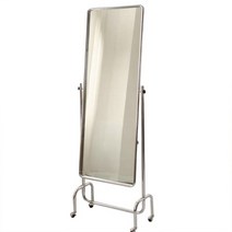 북유럽 스탠드 전신거울 실버 프레임 고급 전신 거울 각도조절 이동식 스테인레스, 68x40x180