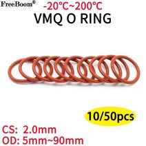 10/50Pcs 레드 VMQ 실리콘 링 가스켓 CS 2mm OD 5 ~ 90mm O 링 고무 씰 압력 밥솥 o 링 음식 고온 가스켓, OD 80mm ID 76mm, 50Pcs, CS 2.0mm