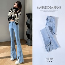 마구도가 여성 데님 4 메탈 버튼 포인트 부츠컷 데님 스판 청바지