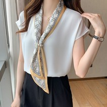 주디앤 여성 엘로제 반팔 스카프 블라우스