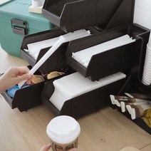 커피숍 픽업 음료소품 2단 정리보관함 냅킨 스낵바 카페 종리컵 휴지 커피용품 정리함, 1개