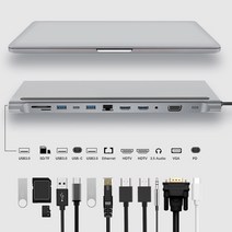 썬더볼트4독 3독 이더넷 맥북 도킹스테이션 DOCK 독추천 12 in 1 usb type-c 허브 usb 3.1 - microsoft surface book 2용 듀얼 hdmi, 협력사