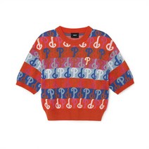 MLB 여성 컬러파티 모노그램 크롭 반팔 니트 PHI Orange 191082