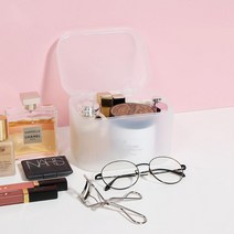 화장품 화장솜 뚜껑있는 정리 보관함 트레이 수납장 향수 립스틱 셰도우, 1개