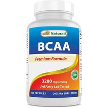 Best Naturals BCAA 분지 사슬 아미노산 1회 제공량당 3200mg 400캡슐 - 의약품 등급 - 100％ 순수 인스턴트 포뮬라 운동 전/후 보디빌딩 보충제 근육 성장 촉진