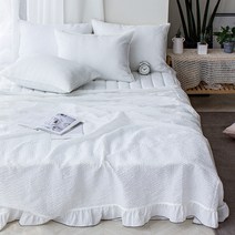 뱀부 프릴 시어서커 냉감패드 냉감이불 알러지케어 여름이불 세트 화이트 S/SS/Q/K