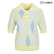 씨씨콜렉트 아가일 패턴 카라 반팔니트 C222KSK035 YE1