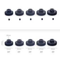 rc카부품 SURPASS HOBBY-M1 모터 기어 금속 강철 피니언 5mm 샤프트 3 개 1/10 1/8 1/7 Rc 자동차 보트 버, 08 23 24 25T