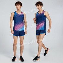 마라톤 유니폼 세트 싱글렛 남자 여자 육상 달리기 훈련 복장, O