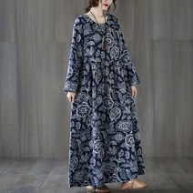 안나리야 중년여성 루즈핏 꽃무늬 홈웨어 롱원피스 SH