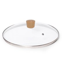 베이직 우드 노브 넘침방지 유리뚜껑 16~32cm 냄비 후라이팬 뚜껑, 18cm