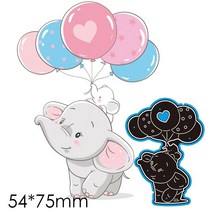 모양틀 다이컷 절단 코끼리 나르는 풍선 금속 diy 앨범 종이 공예 엠보싱 스텐실 인사말 카드 장식 5475mm, 없음