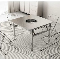 불판테이블 원형 사각형 업소용 고기집 4인용 바비큐, 1.2x0.6m 사각형 테이블 (양각) 세트1