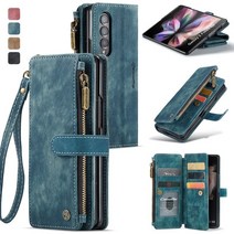 갤럭시Z 플립 폴드 호환케이스 samsung galaxy z fold 34 지갑 케이스 내구성 pu 가죽 마그네틱 지갑 랜야드 스트랩 팔찌 지퍼 카드 홀더 케이스