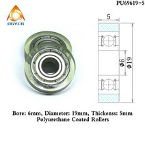동력전달부품 1pc od 19mm pu 코팅 롤러 696 베어링 6x19x5mm pu69619-5 폴리우레탄 성형 휠 pu696 6195 고무 덮여 풀리, pu62522-5 5x22x5mm, 1개