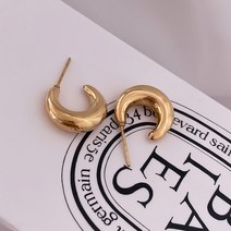 볼드 실버925 18K 도금 초승달 달 모양 김희애 귀걸이