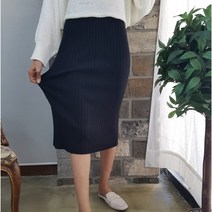상상그이상 여성용 골지 트임 스커트 H라인 부드러운 소재 짜임 스판 허리밴딩 슬림핏 일자 미디기장 간절기 무지 보풀없는 편안한 뒷트임 치마