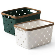 수납 정리 손잡이 소품 정리함 파티션 바구니 멀티 물빠짐 방수 바스켓 블럭형, 바스켓 4호 브라운 1p