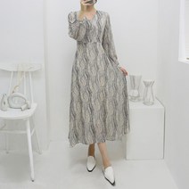 에테르 쉬폰 긴팔 원피스