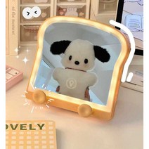식빵 캐릭터 LED 조명 탁상 책상 거울 벽거울 손거울 화장대 폰거치대 소품, 화이트 토스트 (조명 포함)