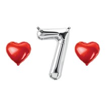 숫자 7 하트 풍선 세트, 05.실버 7