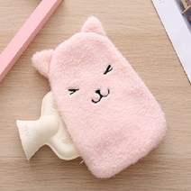 부드러운 깜찍 커버 손난로 친환경 핫팩 천연고무 핫워터주머니 물샘걱정없는 스크류뚜껑 등굣길 출근길 놀이터 선물용, 핑크