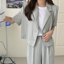 핏앤제이 ㅡ 린벵디 카라 베이직 반팔자켓