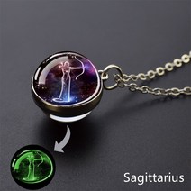펜던트 12 별자리 빛나는 목걸이 유리 볼 펜던트 조디악 쥬얼리 어둠 속에서 목걸이 남자 여자 생일 선물 심플한 30대여성 목걸이 체인 십자가 하트, 11 Sagittarius