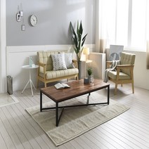 푸른우드 철제 원목 좌식테이블 좌탁, 멀바우원목+블랙프레임