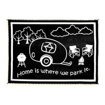 Stylish Camping LED 조명 파티오 매트 ~ 양면 RV 홈 8x11218791, Black/White