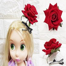 콩이네리본 대빵큰 장미머리핀 장미축제 장미스프링핀 꽃스프링핀 놀이공원머리핀 장미장식