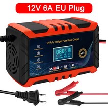 점프스타터 차량용배터리충전기오토바이 자동차 배터리 충전기 완전 12V 6A 지능형 빠른 펄스 수리 AGM 젤, EU Plug Red, CHINA, 01 Red EU Plug