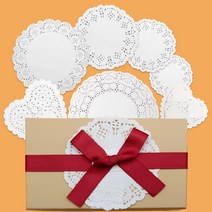 attizone 도일리페이퍼 종이레이스 선물포장 데코 만들기 꾸미기재료 (원형) (하트) 100장입 - 7종, 원형-19cm