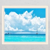 꾸밈 im596-그림같이파란바다에서창문그림액자 시트지, F타입-러블리베이지