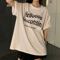 여름 헬로로로로 큐트 레터링 박시핏 티셔츠