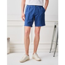 23SS 딥블루 가먼트다잉 코튼린넨 퍼티그 하프 팬츠 HZPA3B503B3