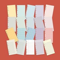 데이스테이션 A6 B6 퍼스널 6공 바인더 다이어리 속지 컬러 패턴 그리드 모눈 라인 리필, 01 Pale Cream