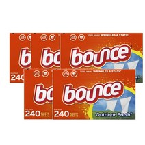 바운스 패브릭 소프트너 시트 아웃도어 프레쉬 240장 Bounce Fabric Softener Sheets Outdoor Fresh, 5팩