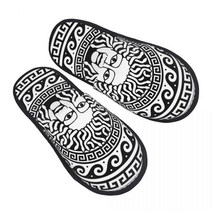 신발 실내 그리스 메두사 고곤 헤드 패턴 따뜻한 슬리퍼 겨울 홈 플러시 패션 부드럽고 푹신한