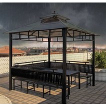 프리미엄 빗물받이 파고라 더블탑 고급형 야외 정자, 2.6x2.6m 4기둥 파빌리온