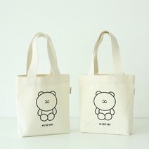 맘스포유 M4U 미니 에코백 손목 피크닉가방 토트백 학생 캔버스백, 아이보리