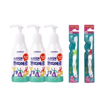 [치약3개+칫솔2개] 닥터이엘 쁘띠에르 어린이 키즈 불소 500ppm 딸기향 펌핑 치약 220g + 키즈 칫솔 세트