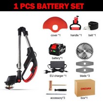 OENVAN 브러시리스 전기 잔디 깎는 기계 4000W 무선 트리머 헤지 18V 마끼다 배터리용 정원 전원 가지 치기, cn, 1 Battery EU Plug