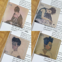 플라스틱 자석 자동 책갈피 수지인 명화 세트, 에곤쉴레 4종 + 그랜마 모제스 10종