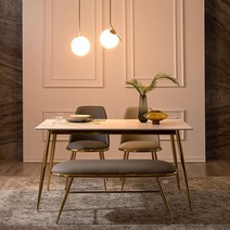 모딜리아니 M84 세라믹 골드 4인 식탁세트(의자＋벤치), 모던마블