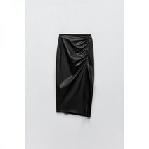 ZARA 자라 플리츠 슬릿 레더 롱 스커트