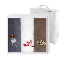 송월타월 고운자수 타월 3p + 쇼핑백, 1세트, 랜덤 발송