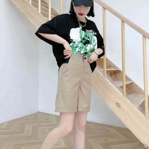 청반바지 고무줄 찢어진 데님 와이드 벨트 짧은 바지 핫 숏 팬츠 봄 여름 캐주얼 여성 여자 인박카060