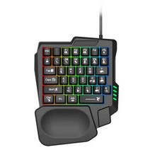 한손 키보드 유선 rgb 백라이트 35 키가 있는 왼손 절반 유선 게임 키보드 한 손 미니 게임 키패드 pc 노트북용 휴대용 키보드, 씨엔, 검은 색